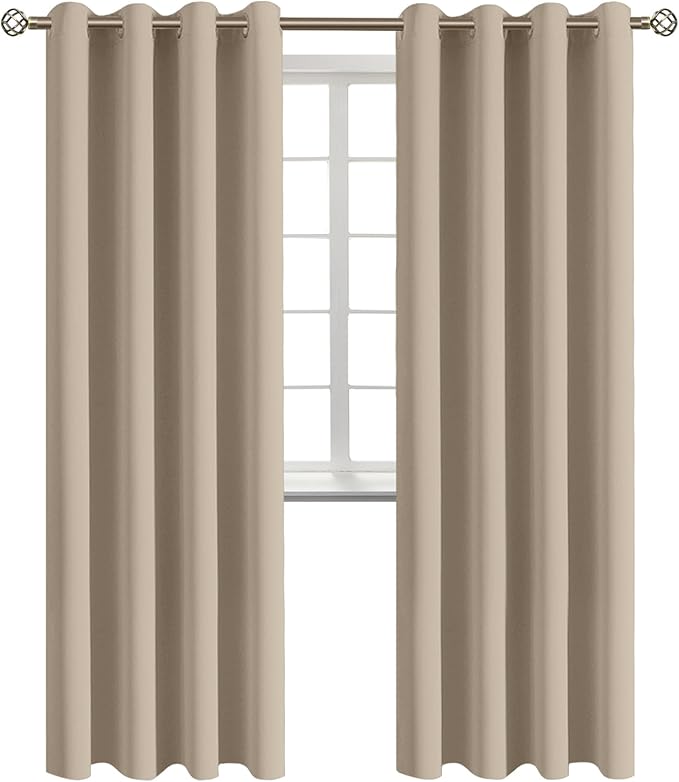 BGment Blackout Curtains - Grommet Thermal Insulated Room Darkening Bedroom and Living Room Curtains, Set of 2 Panels (46 x 84 Inch, Sand)