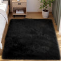 Goolela Black Fluffy Rug 4x6 Fuzzy Furry Shag Rug for Bedroom Living Room Faux Sheepskin Fur Area Carpet Rectangle