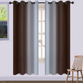 Yakamok Room Darkening Thickening Polyester Gradient Color Ombre Curtains with Grommet, Thermal Insulated Window Drapes for Living Room/Bedroom (Brown and Greyish White, 2 Panels, 52x72 Inch)