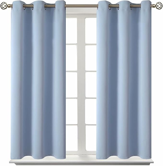 BGment Blackout Curtains for Bedroom - Grommet Thermal Insulated Room Darkening Curtains for Living Room, Set of 2 Panels (38 x 45 Inch, Spa Blue)