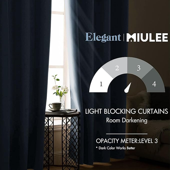 MIULEE Blackout Room Darkening Curtains Thermal Insulated Drapes Solid Window Treatment Set Grommet Top Light Blocking Curtain for Living Room/Bedroom 2 Panels 52 x 84 inch Length Sky Blue