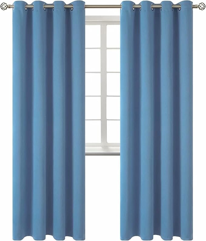 BGment Blackout Curtains for Bedroom - Grommet Thermal Insulated Room Darkening Curtains for Living Room, Set of 2 Panels (52 x 84 Inch, Faded Denim)