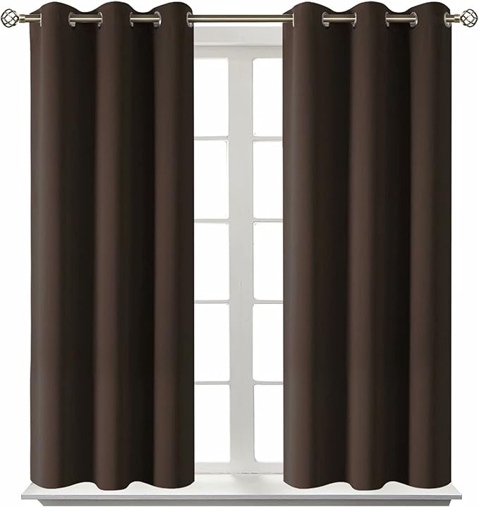 BGment Blackout Curtains for Living Room - Grommet Thermal Insulated Room Darkening Curtains for Bedroom, Set of 2 Panels (38 x 45 Inch, Brown)