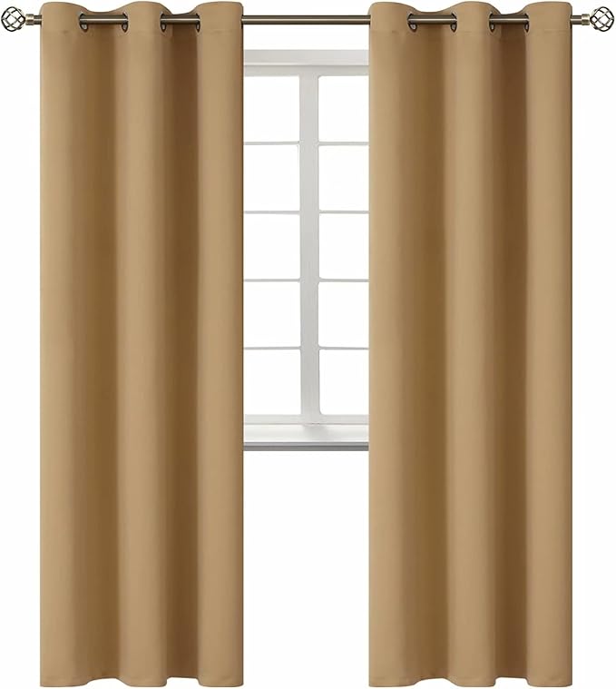 BGment Blackout Curtains for Living Room - Grommet Thermal Insulated Room Darkening Curtains for Bedroom, 2 Panels of 42 x 84 Inch, Khaki