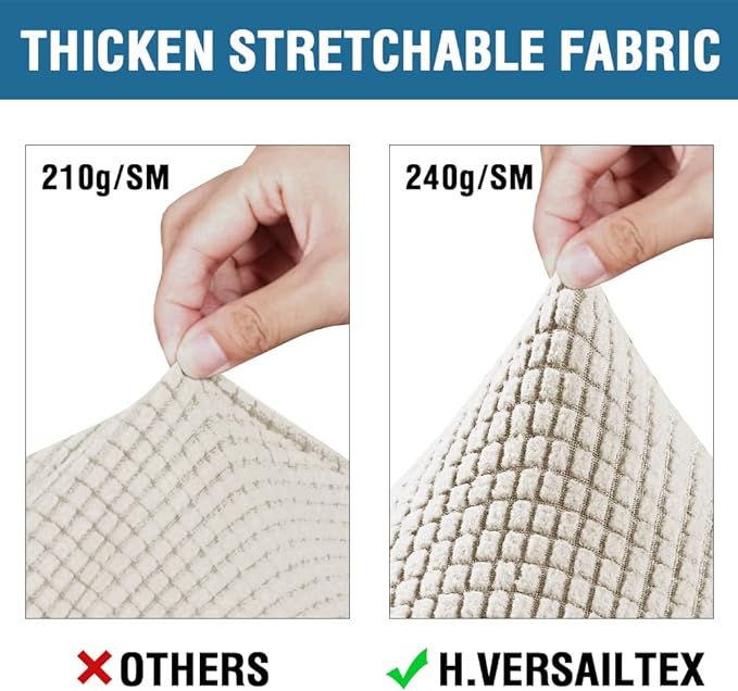 H.VERSAILTEX 3 Piece Stretch Sofa Covers for 2 Cushion Sofa Couch Covers for Living Room Sofa Slipcovers (Base Cover Plus 2 Seat Cushion Covers) Thicker Jacquard Fabric(Large Sofa, Island Fossi)
