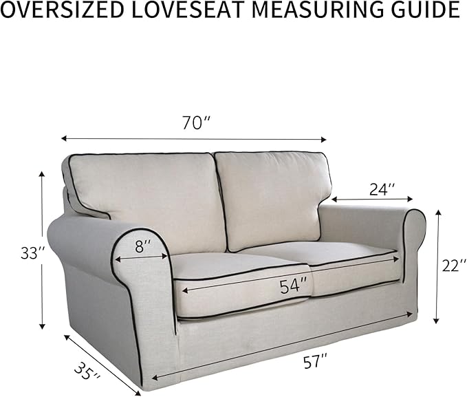 PureFit Reversible Quilted Sofa Cover, Water Resistant Slipcover Furniture Protector, Washable Couch Cover with Non Slip and Elastic Straps for Kids, Dogs, Pets (Oversized Loveseat, Black/Beige)