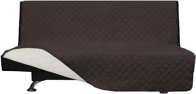 Easy-Going Futon Sofa Slipcover Reversible Sofa Cover Armless Cover Furniture Protector Couch Cover Water Resistant Pets, Kids, Children, Dog, Cat Chocolate/Ivory