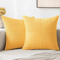 MIULEE Yellow Decorative Throw Pillow Covers 18x18 Inch for Couch Bed Sofa Pack of 2 Boho Farmhouse Throw Pillows Soft Cross Corduroy Patchwork Textured Cushion Cases