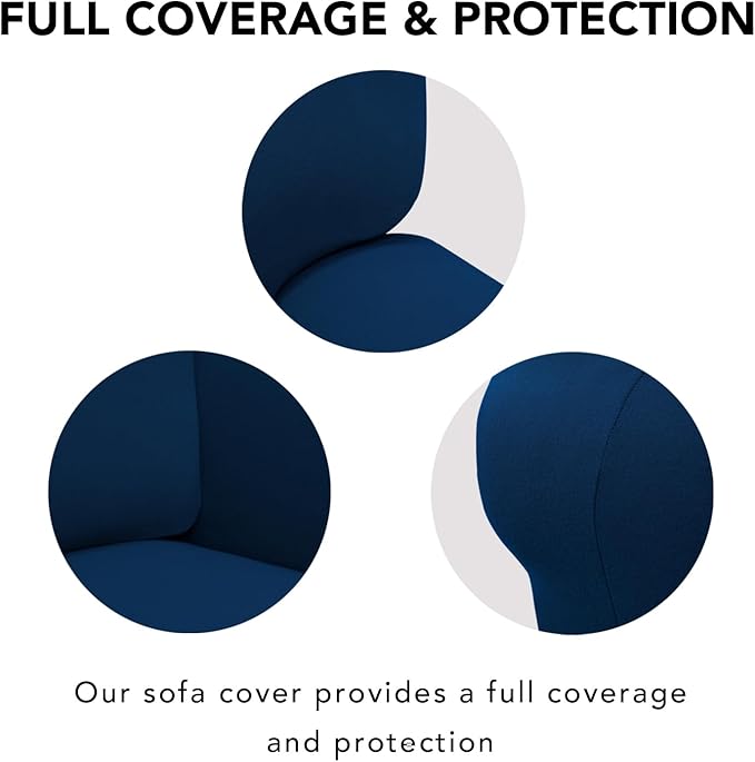 PureFit Super Stretch Sofa Slipcover – Spandex Non Slip Soft Couch Sofa Cover, Washable Furniture Protector with Non Skid Foam and Elastic Bottom for Kids, Pets (Oversized Loveseat, Navy)