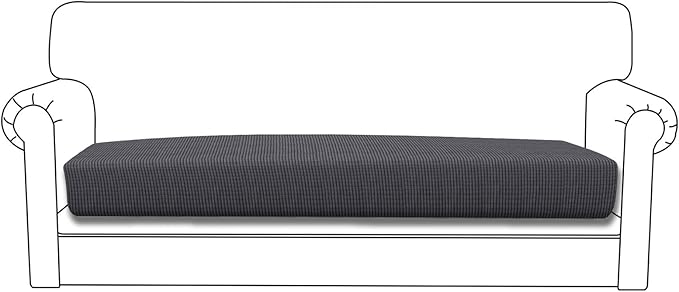 Easy-Going Stretch Cushion Cover Sofa Cushion Furniture Protector Sofa Seat Sofa slipcover Sofa Cover Soft Flexibility with Elastic Bottom(Oversized Sofa Cushion, Dark Gray)
