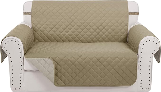Reversible Loveseat Sofa Covers Couch Cover Furniture Protector(Loveseat,Camel/Beige)