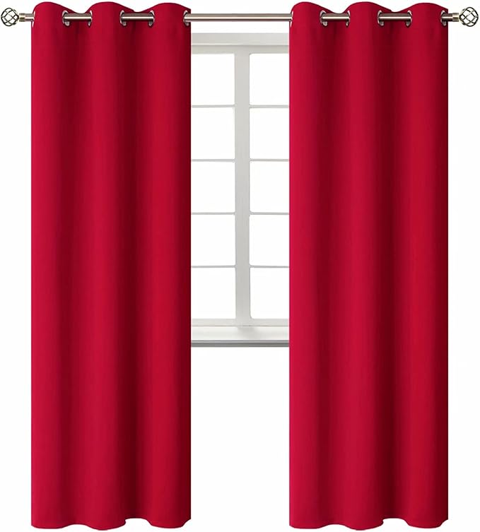 BGment Room Darkening Curtains 84 Inches Long - Grommet Thermal Insulated Drapes Window Treatment Curtains for Bedroom, 2 Panels, 42 x 84 Inch, Red