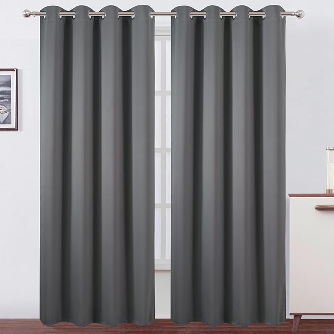 LEMOMO Blackout Curtains 52 x 90 Inch Long Frost Grey Curtains Set of 2 Panels Room Darkening Curtains for Bedroom and Living Room