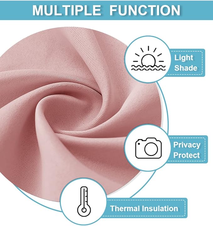 RYB HOME Short Peach Pink Blackout Curtains for Small Bedroom Window, Insulating UV Blocking Drapes for Kitchen Cafe Basement, Privacy Tiers for Bathroom Window, Width 42 by Length 36, Set of 2