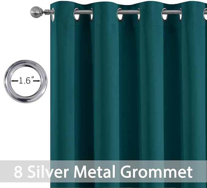 Yakamok Blackout Curtains for Bedroom 2 Panels Set 84 Inch Length Thermal Insulated Room Darkening Dark Black Out Drapery Grommet Window Treatments Drapes for Living Room,52x84, Dark Teal