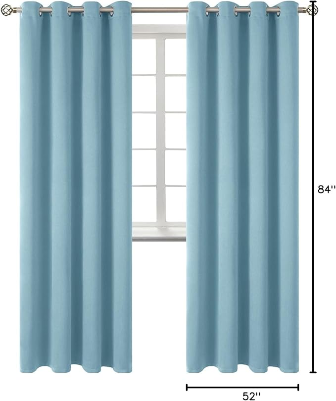BGment Room Darkening Curtains 84 Inches Long - Grommet Thermal Insulated Drapes Window Treatment Curtains for Bedroom, 2 Panels, 52 x 84 Inch, Greyish Blue