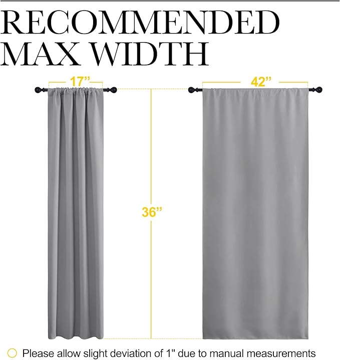 NICETOWN RV Blackout Curtains for Camper Windows, Short Room Darkening Curtains for Kitchen, Home Decoration Thermal Insulated Rod Pocket Drapes for Small Windows (Silver Grey, 2 Panels, W42 x L36)