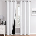 ChrisDowa 100% Blackout Curtains 84 inch Long for Bedroom with Black Liner, 2 Thick Layers Total Blackout Thermal Insulated Grommet Window Curtains 2 Panels Set (Pure White, 38 x 84 Inch)