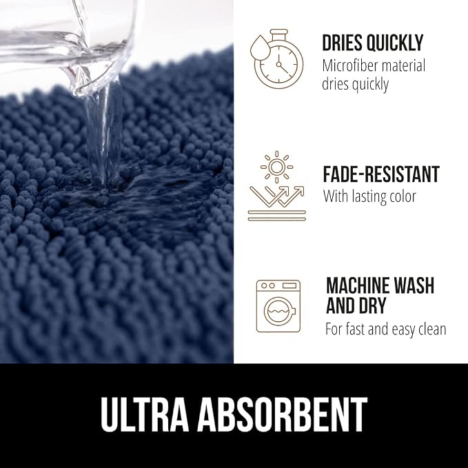 GORILLA GRIP Bath Rug Mat 44x26, Soft Absorbent Chenille, Quick Dry Microfiber - Image 4