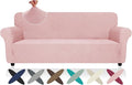 ZNSAYOTX Super Stretch Sofa Cover (72"-92"), New Striped Sofa Covers Fitted Slipcovers with Elastic Bottom, Dog Cat Pets Proof Spandex Washable Fabric Comfortable & Durable (Rose, Sofa)