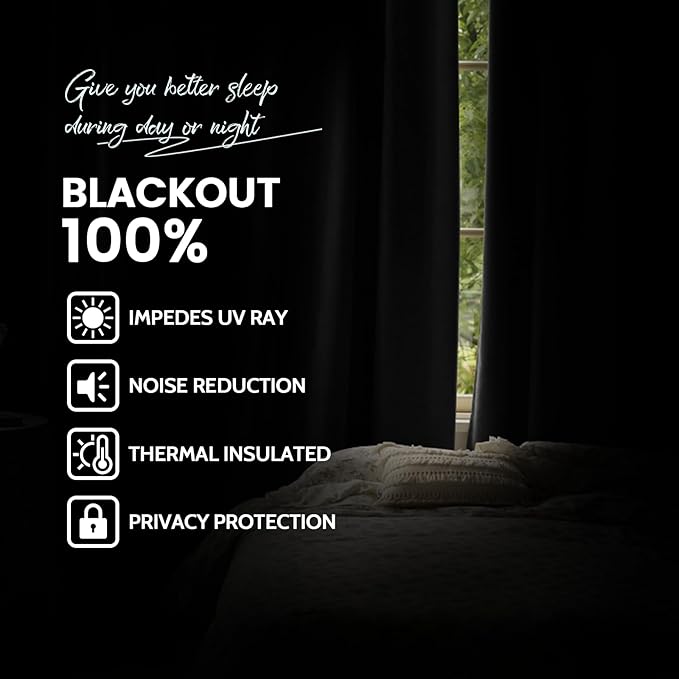 Yakamok Dove Grey 100% Blackout Curtains Grommet Window Treatments with 2 Thick Layers-Light Gray Room Darkening Thermal Insulated Drapes Set of 2 for Bedroom Living Room 52 Inches by 63 Inches length