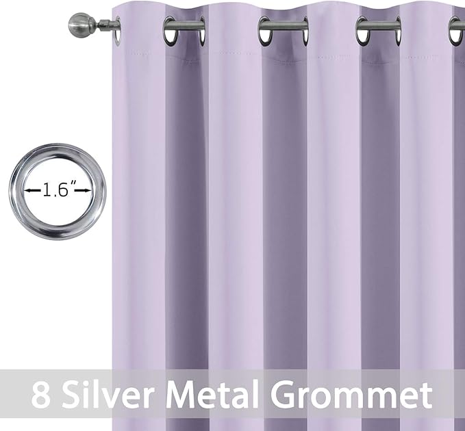 Yakamok Lilac Room Darkening Thermal Insulated with Grommet Blackout Curtains for Bedroom, 52Wx108L inch,2 Panels