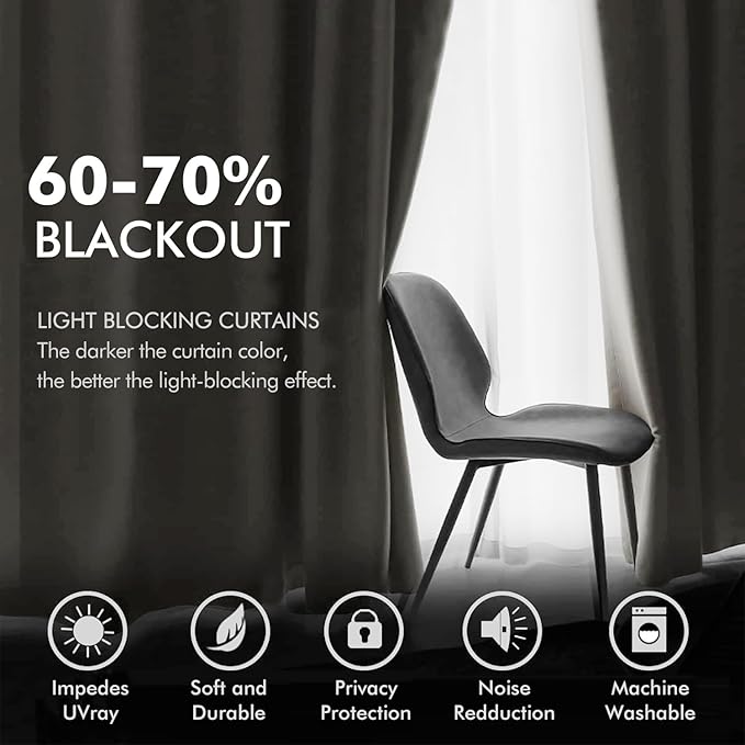MIULEE Velvet Curtains Ivory Elegant Grommet Curtains Thermal Insulated Soundproof Room Darkening Drapes for Classical Living Room Bedroom Decor 52 x 84 Inch Set of 2