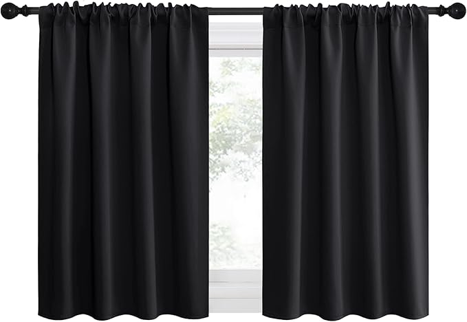 NICETOWN Short Curtains 36 inches Long, Black Out RV Bunk Panels, Kitchen Window Curtains Over Sink, Thermal Insulating Blackout Drapes/Draperies for Small Window (2 Panels, 42 inches Wide)