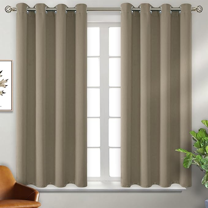 BGment Room Darkening Curtains 54 Inches Long - Grommet Thermal Insulated Drapes Window Treatment Curtains for Bedroom, 2 Panels, 52 x 54 Inch, Cocoa