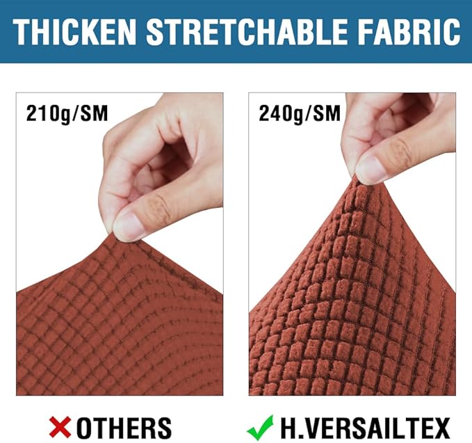 H.VERSAILTEX 4 Piece Stretch Sofa Covers for 3 Cushion Couch Covers for Living Room Furniture Slipcovers (Base Cover Plus 3 Seat Cushion Covers) Upgraded Thicker Jacquard Fabric (Sofa, Rust)