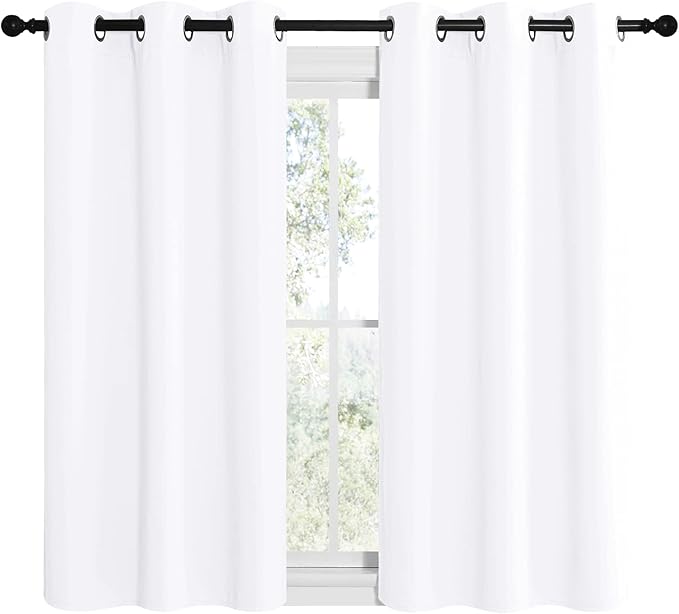 NICETOWN White Window Curtain Panels 50 inch Length, 50% Light Blocking Curtains for Bedroom & Dining Room Window (Set of 2, 42 inches x 50 inches)