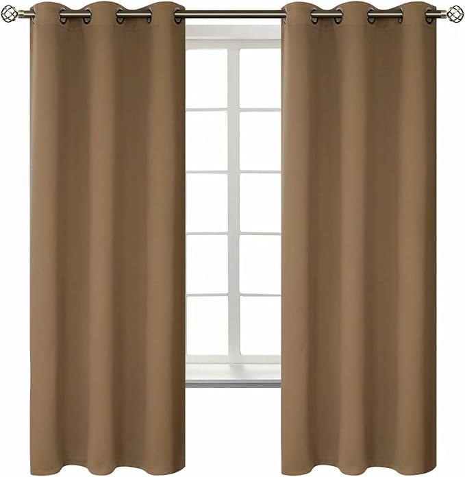 BGment Blackout Curtains for Living Room - Grommet Thermal Insulated Room Darkening Curtains for Bedroom, 2 Panels of 42 x 63 Inch, Taupe