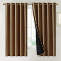 NICETOWN 100% Blackout Curtains with Black Liners, Gold Brown, 2 Panels, 62-inch W by 63-inch L, Thermal Insulated Full Blackout 2-Layer Lined Drapes, Energy Efficiency Window Draperies for Bedroom