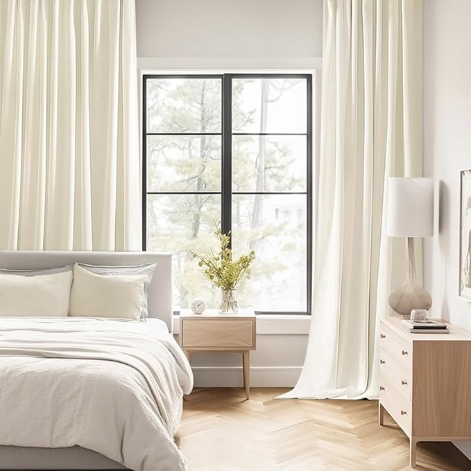 MIULEE Birch Back Tab Blackout Curtains 108 Inch Long 2 Panels Set for Bedroom, Rod Pocket/Pinch Pleat Extra Long Thermal Insulated Living Room Darkening Pleated Light Blocking Drapes