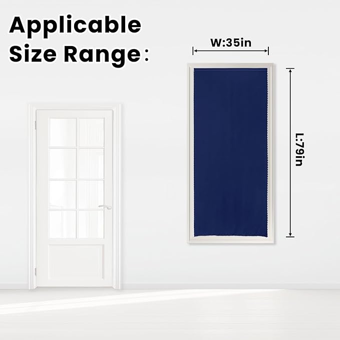 Self Adhesive Portable Blackout Curtains for Bedroom Easy to Install Window Thermal Lnsulated Kitchen Room Darkening Small Window Curtains, 35" W X 79" L, Navy Blue, 1 Panel