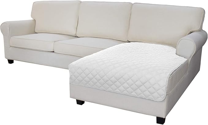 Easy-Going Sectional Couch Covers for Dogs L Shape Sofa Cover Reversible Sofa Slipcover Chaise Lounge Cover Furniture Protector Cover for Pets Dog Cat (42 x 52 inches, White/White)