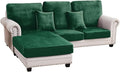 Couch Cover 3-Piece Elastic Velvet Couch Cushion Covers & Chaise Slipcovers for L-Shaped Sofas, Sofa Seat Covers Washable, Soft Cover for Couches (2 Seater + Chaise, Christmas Green)