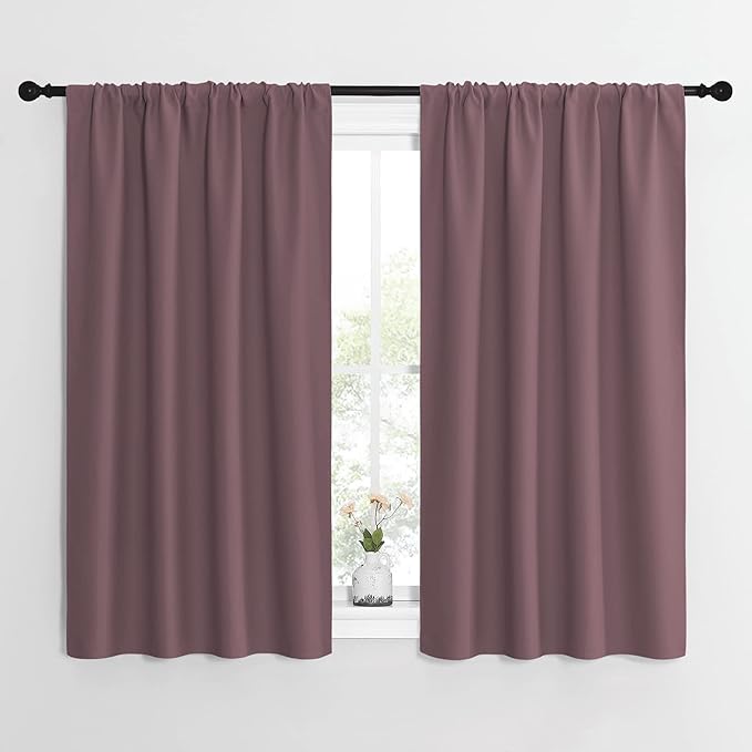 NICETOWN Kitchen Curtains, Short Blackout Curtains & Drapes, Home Decoration Privacy Thermal Insulated Curtains for Unicorn Theam Room (Dry Rose, 42" Wide, 54" Long, 2 PCs)