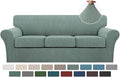 Turquoize 4 Piece Sofa Covers for 3 Cushion Couch Sofa Slipcover Soft Couch Cover for Dogs-Washable Sofa Furniture Covers with 3 Individual Cushion Covers,Jacquard Fabric (3 Cushion Sofa, Dark Cyan)
