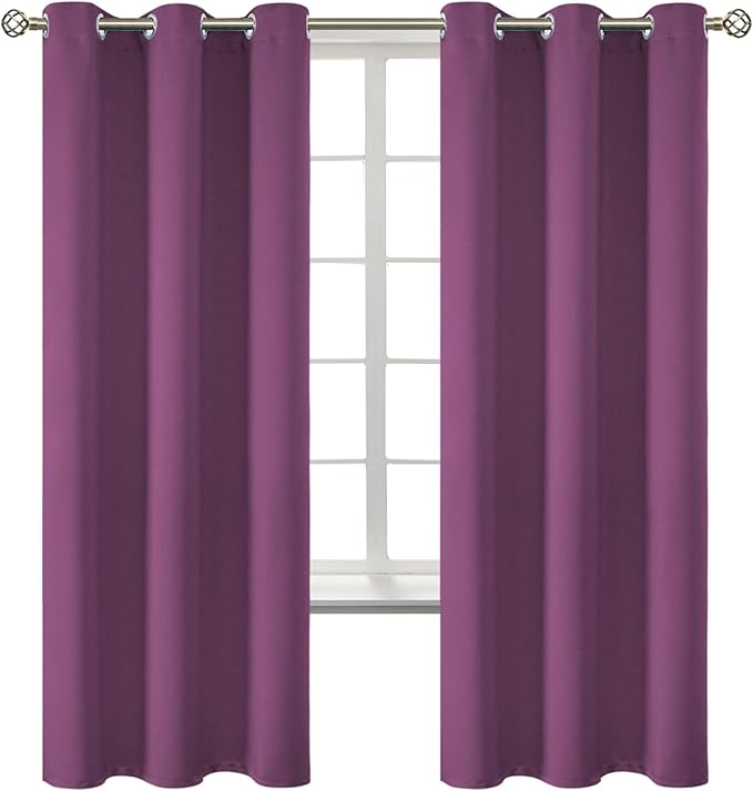 BGment Room Darkening Curtains 72 Inches Long - Grommet Thermal Insulated Drapes Window Treatment Curtains for Bedroom, 2 Panels, 42 x 72 Inch, Eggplant Purple