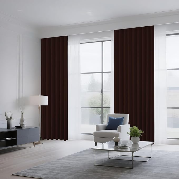 CUCRAF Blackout Curtains 54 inch Length 2 Panels Set, Rod Pocket Room Darkening Drapes for Bedroom Living Room, Insulated Thermal Light Blocking Window Curtain (W52 x L54 Inch, Chocolate)
