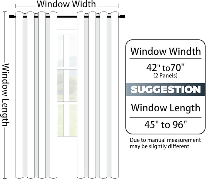 Yakamok 100% Blackout Curtains 63 Inch Length 2 Layers,Navy Blue Curtains for Bedroom Ombre Room Darkening Grommet Gradient Drapes, Light Blocking Thermal Insulated Window Curtains for Living Room