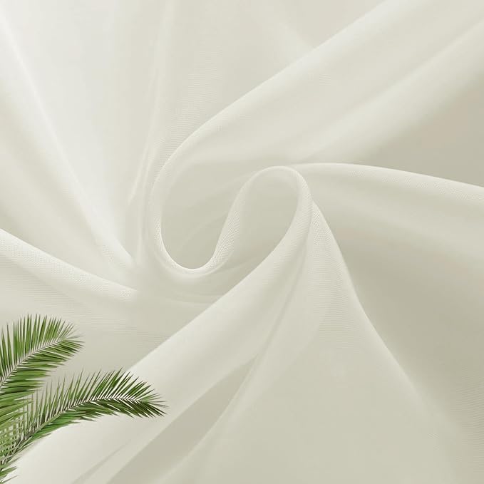 SpaceDresser Basic Rod Pocket Sheer Voile Window Curtain Panels Ivory 1 Pair 2 Panels 26 Width 40 Inch Long for Kitchen Bedroom Children Living Room Yard（Ivory，26Wx 40L）