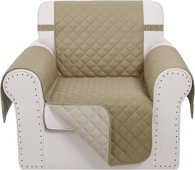 Recliner Chair Covers Reversible Sofa Cover Couch Cover for Pets Lazy Boy Furniture Protector(23''Chair,Camel/Beige)