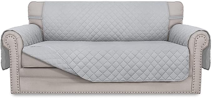 Easy-Going Sofa Slipcover Reversible Loveseat Sofa Cover Couch Cover for 2 Cushion Couch Furniture Protector with Elastic Straps for Pets Kids Dog Cat (Oversized Loveseat, Light Gray/Light Gray)