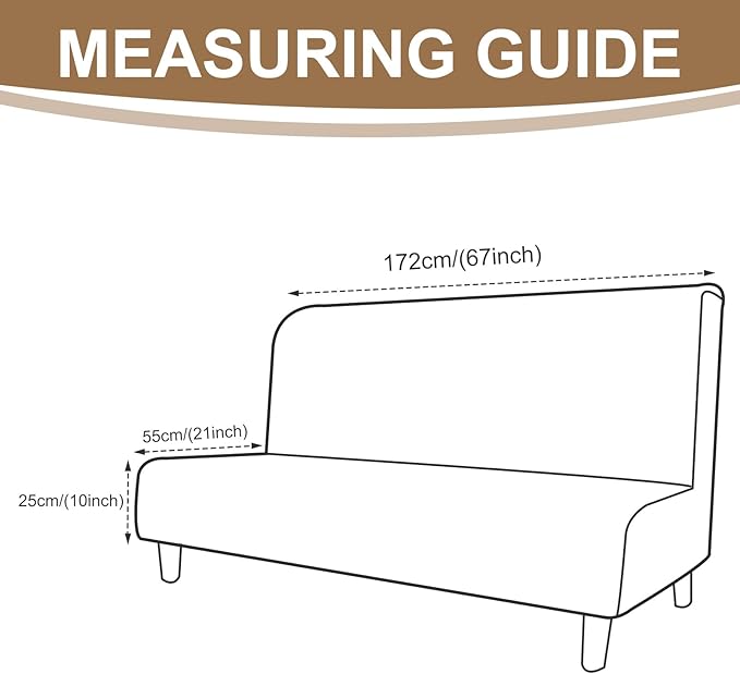 U-NICE HOME Stretch Futon Cover Armless Bed Slipcover - Soft Jacquard Fabric Washable for Pet Friendly, Cyan