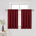DWCN Burgundy Blackout Curtains for Small Window, Thermal Insulated Energy Saving Room Darkening Curtains for Kitchen/Bedroom (W42 x L36 inch, Set of 2 Panels, Top of Rod Pocket)