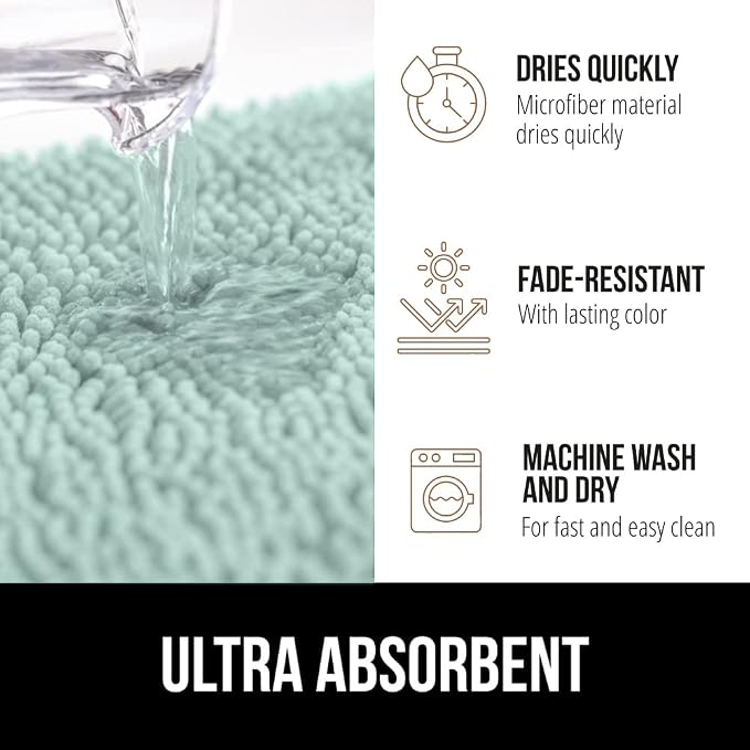 GORILLA GRIP Bath Rug Mat 48x24, Soft Absorbent Chenille, Quick Dry Microfiber - Image 5