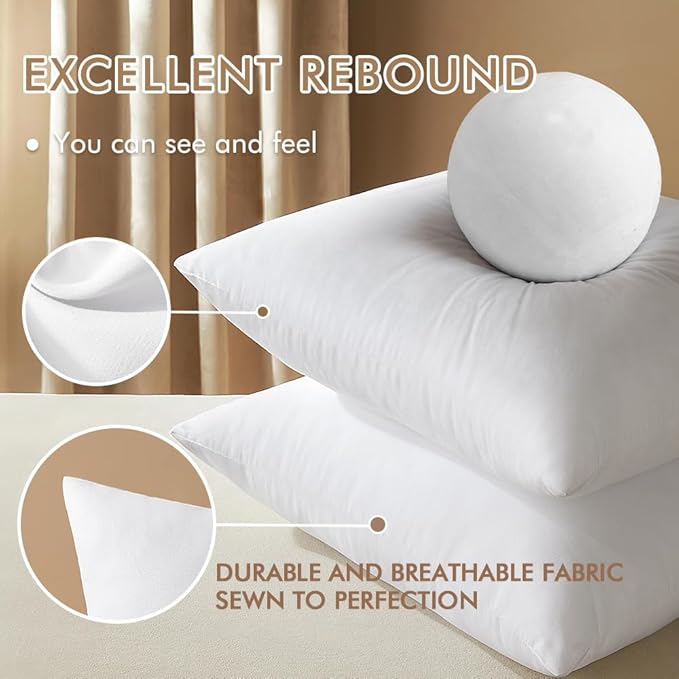 MIULEE 26x26 Inches Pillow Inserts Pack of 2, Decorative Throw Pillow Inserts for Couch