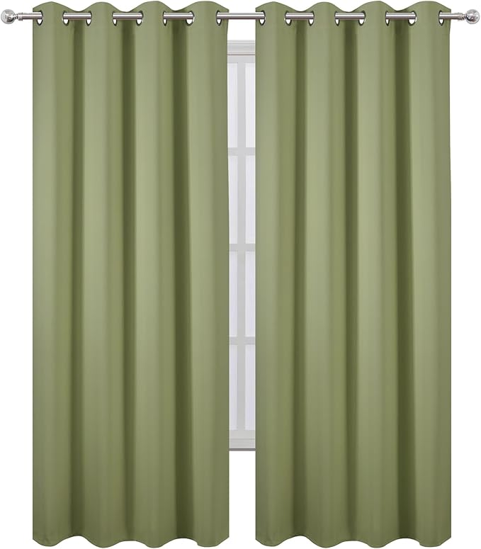 LEMOMO Blackout Curtains 66 x 84 inch/Sage Green Curtains Set of 2 Panels/Thermal Insulated Room Darkening Bedroom Curtains